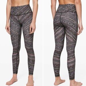 Lululemon Wunder Under High-Rise Tight Tribal Pace Wunder Under White Black